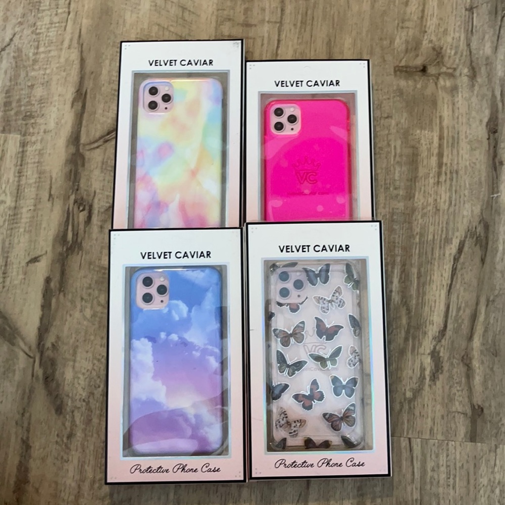SET OF 4 v velvet caviare phone cases